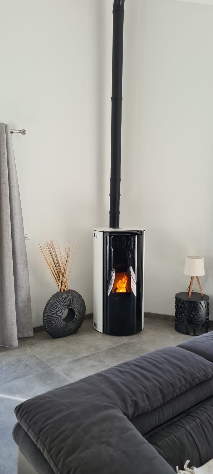 Poêle à bois installé