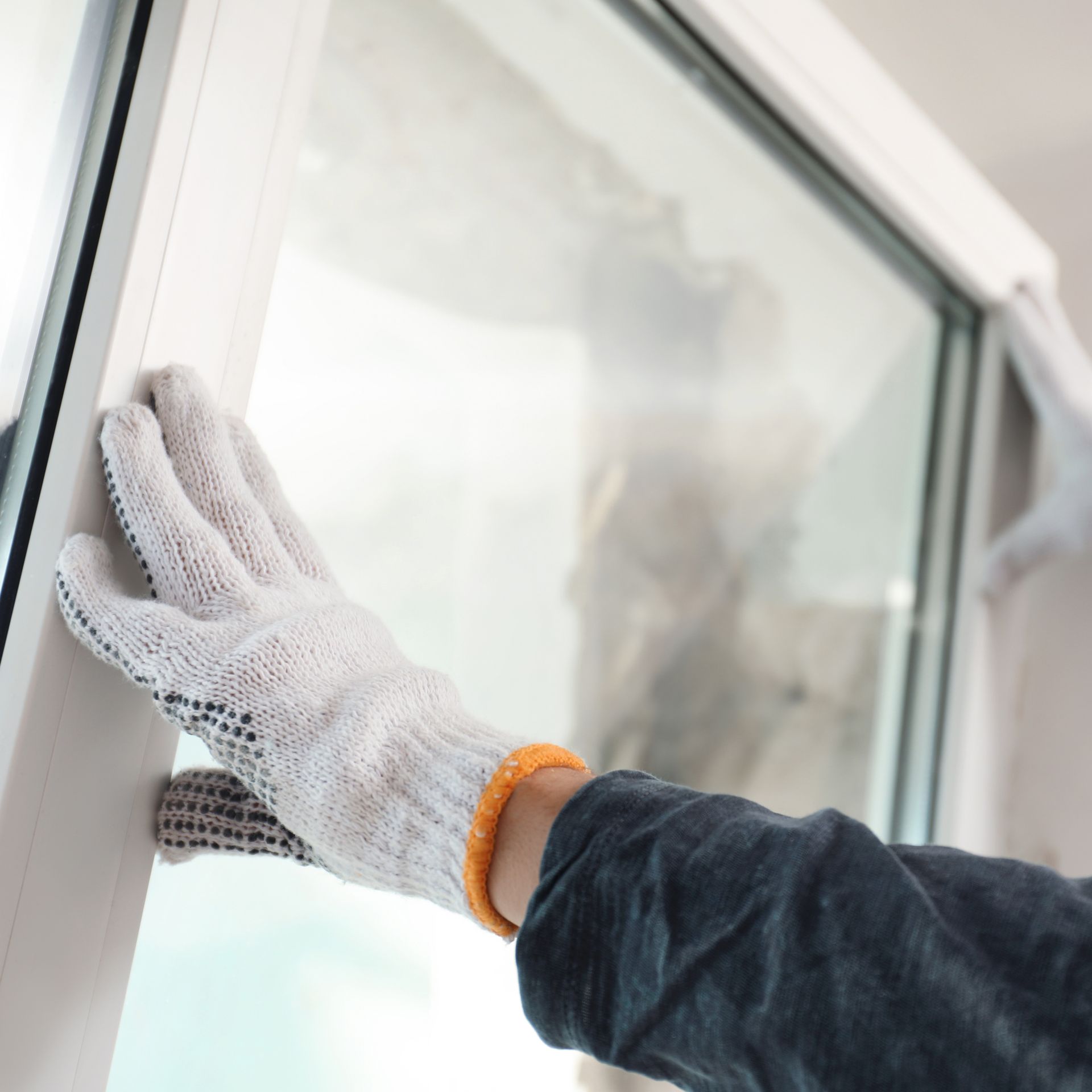 Homme posant une fenêtre.