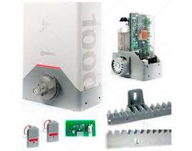 Una imagen de un motor de puerta corrediza con varias partes.