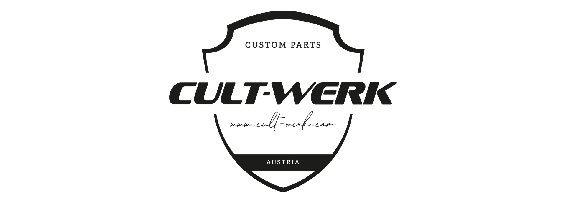 Ein schwarz-weißes Logo für eine Firma namens Cult Werk