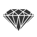 Una silueta en blanco y negro de un diamante sobre un fondo blanco.