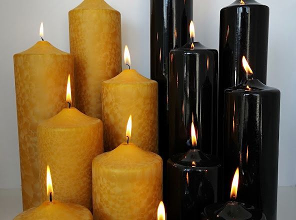 Swiss Candles gelbe und schwarze Kerzen