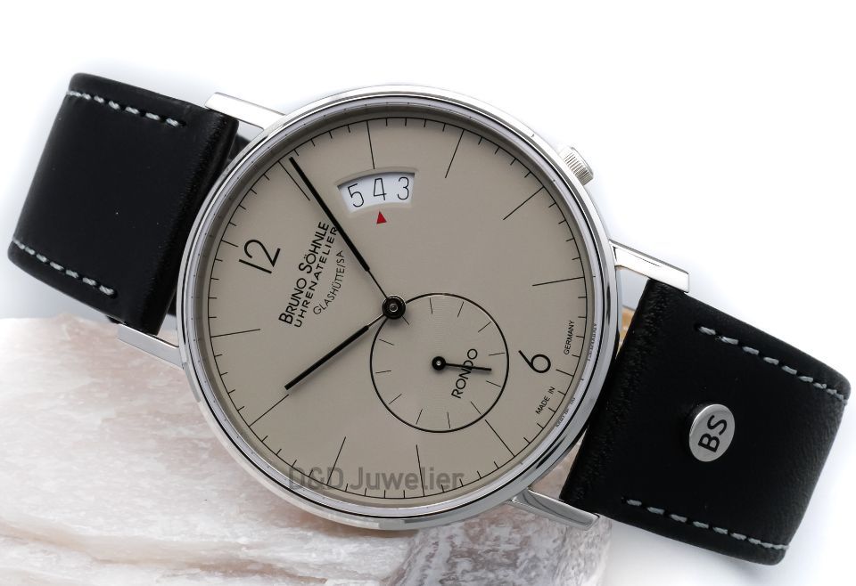 Elegante Uhr mit Lederarmband und hellem Zifferblatt