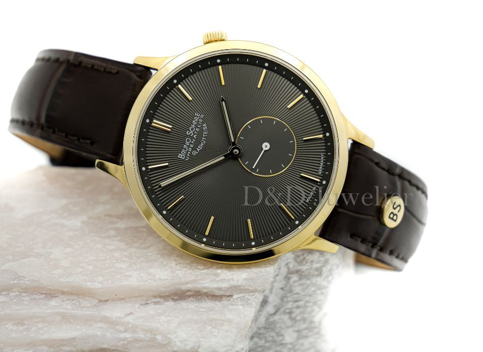 Elegante Armbanduhr mit Lederarmband und dunkelblauem Zifferblatt