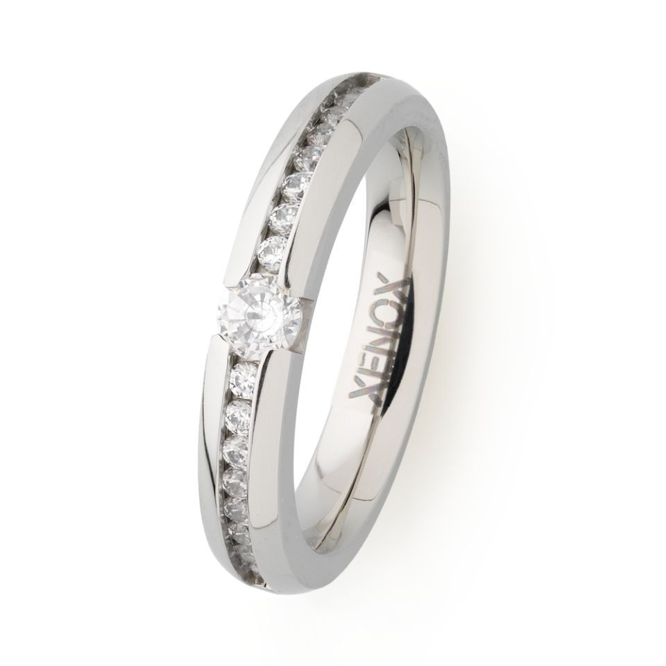 Edelstahlring mit Zirkoniasteinen