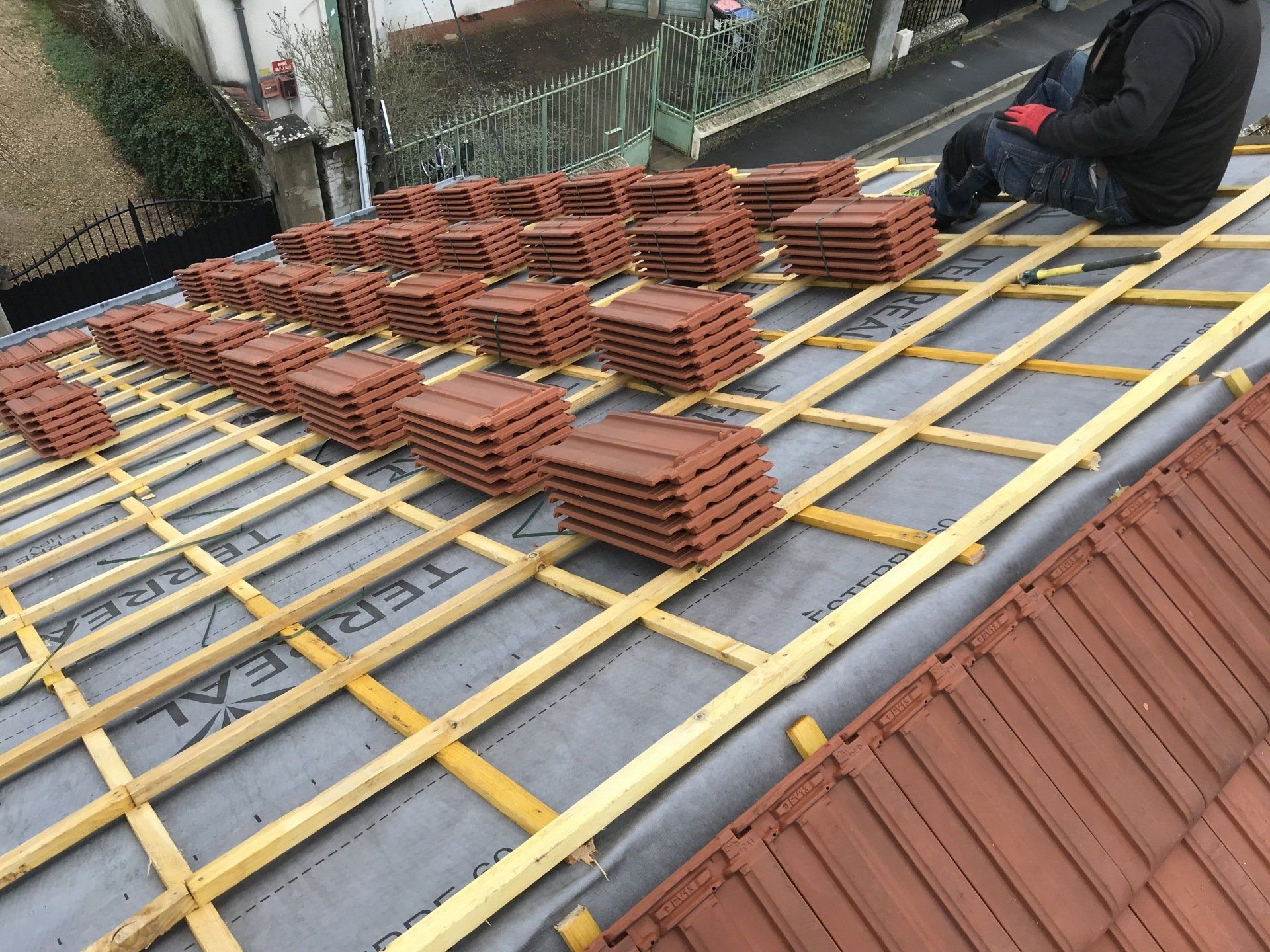 Couverture en tuile et charpente