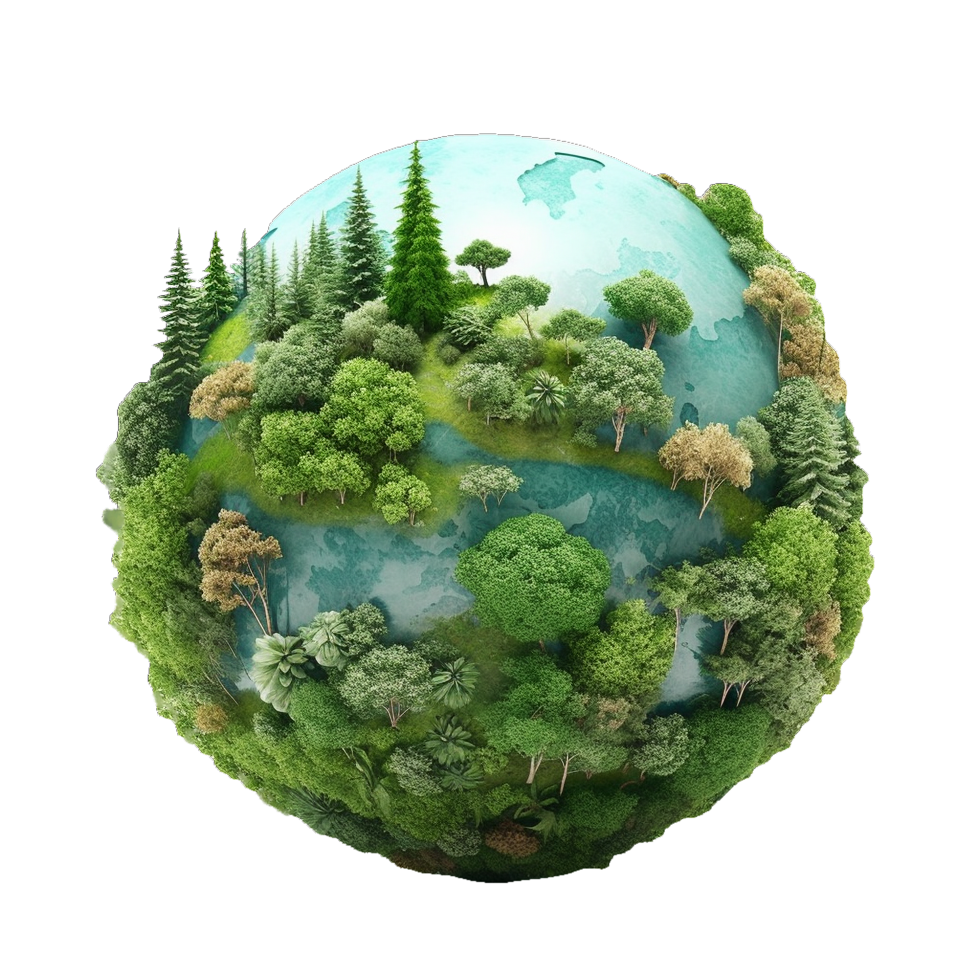 Terre ronde avec beaucoup de végétation