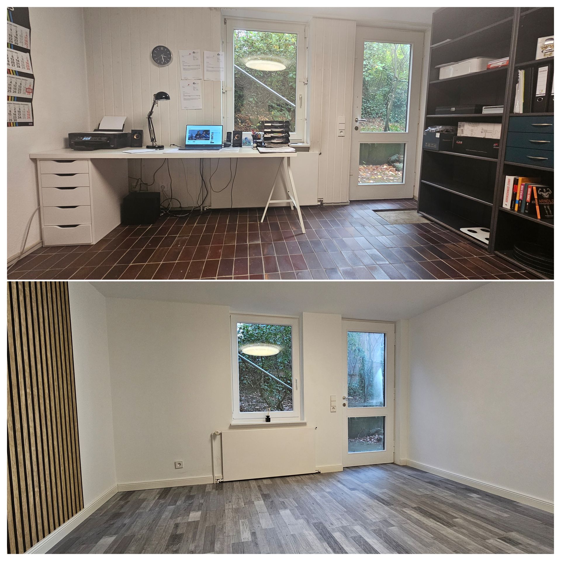 ein Vorher-Nachher-Foto eines Home-Office