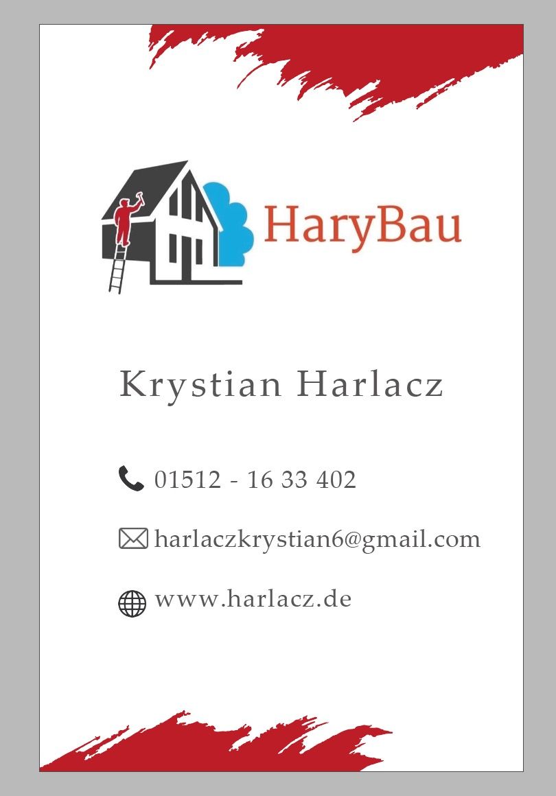 eine Visitenkarte für eine Firma namens Harybau