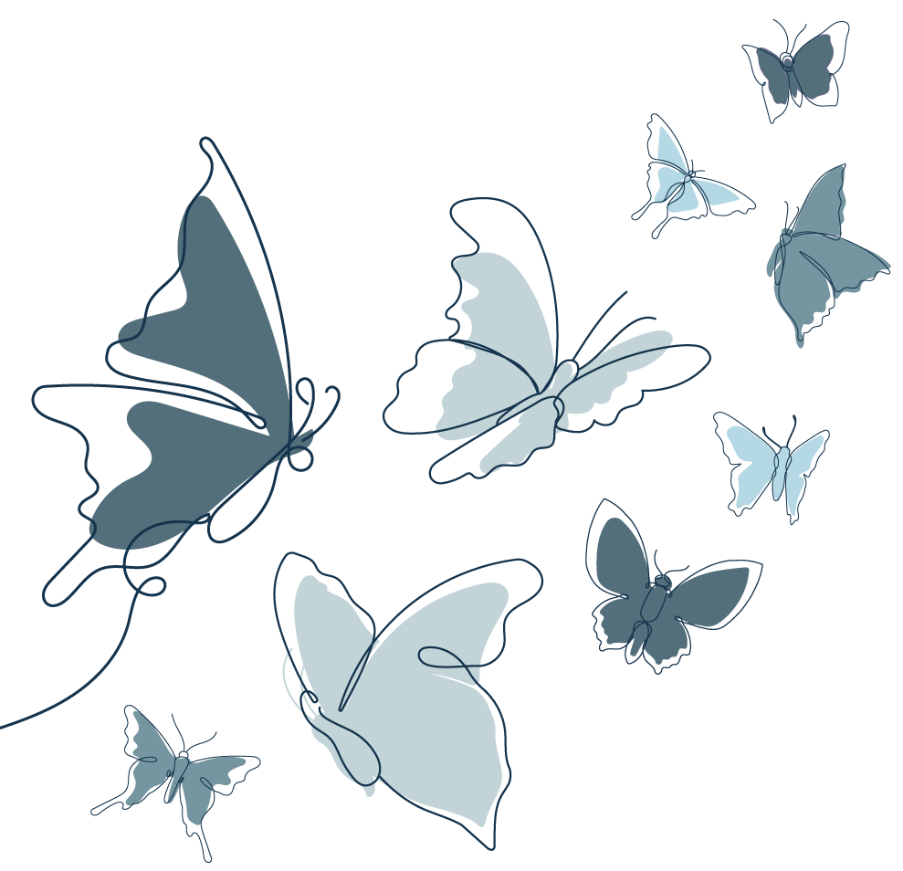 Illustration de papillon avec 3 nuances de bleu