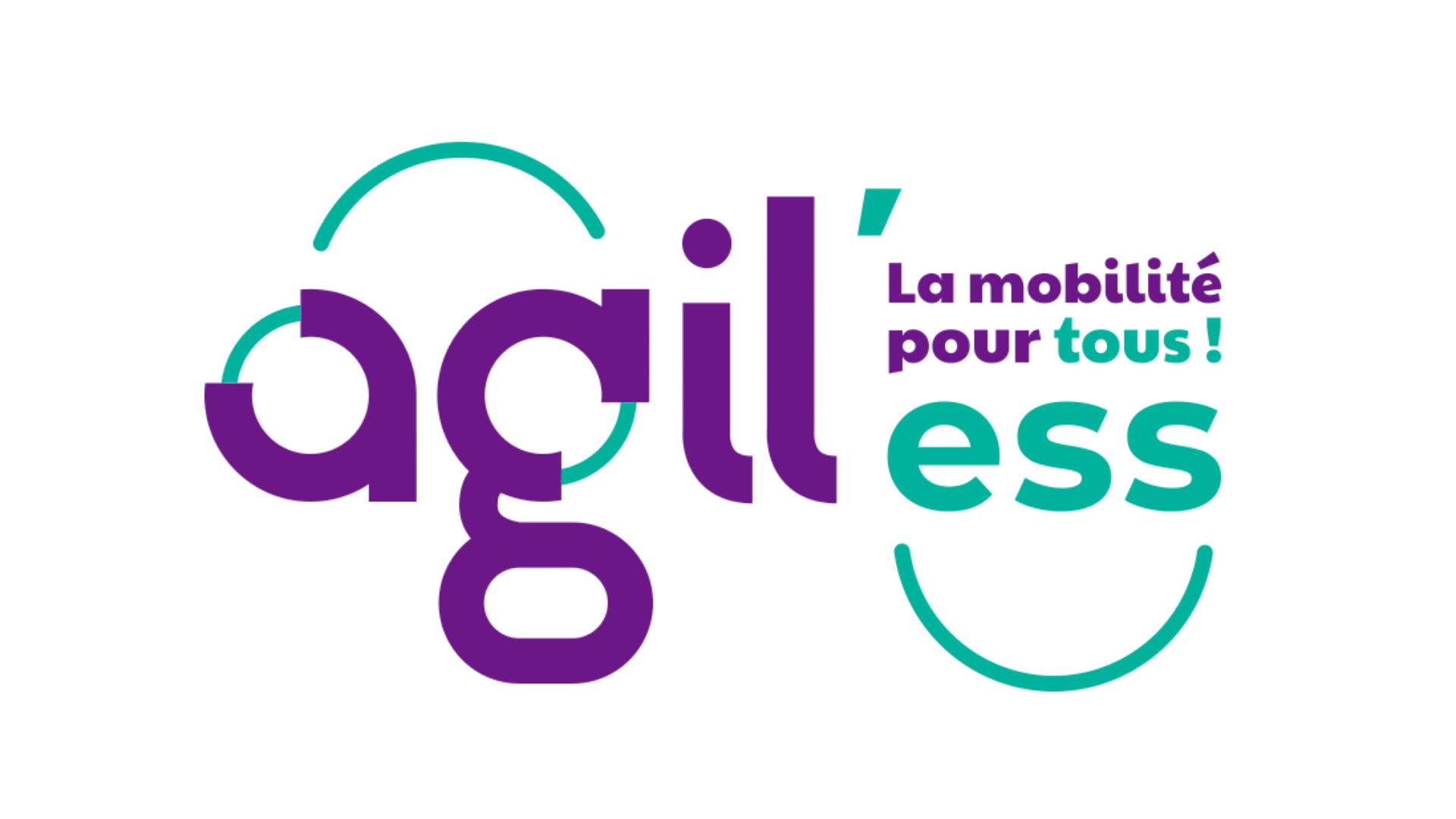 Le logo d'agil ess est violet et vert et dit la mobilité pour tous !
