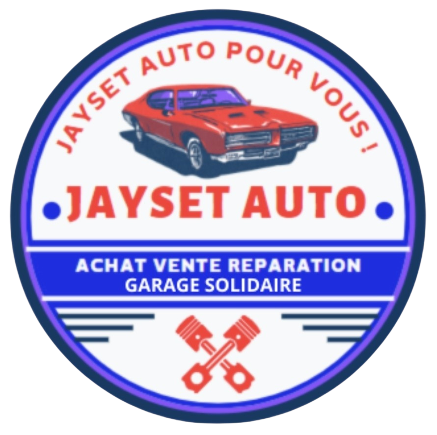 Un logo pour Jayset Auto avec une voiture rouge dessus
