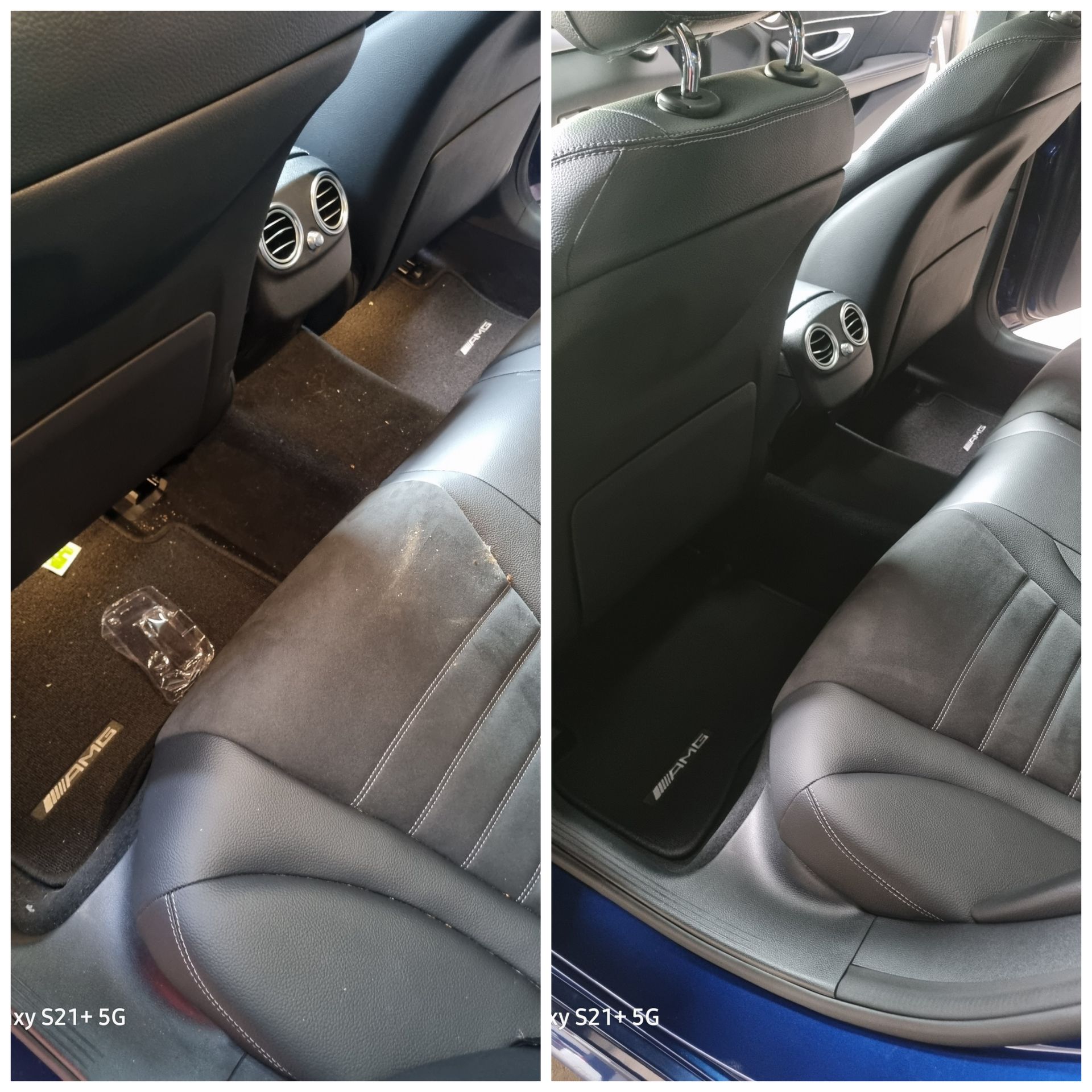 Nettoyage d'un siège arrière avant et après