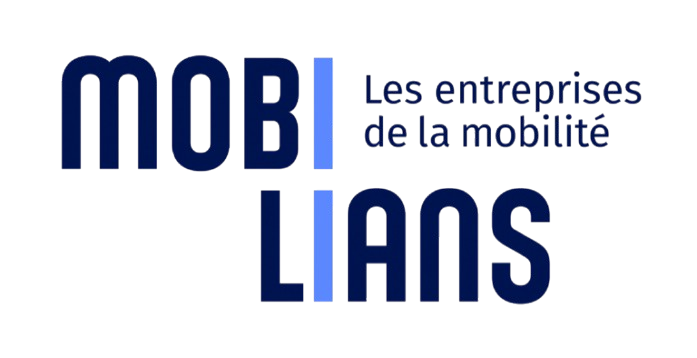 Logo MOBILIANS bleu avec le texte  Les entreprises de la mobilité  en gris sur fond blanc
