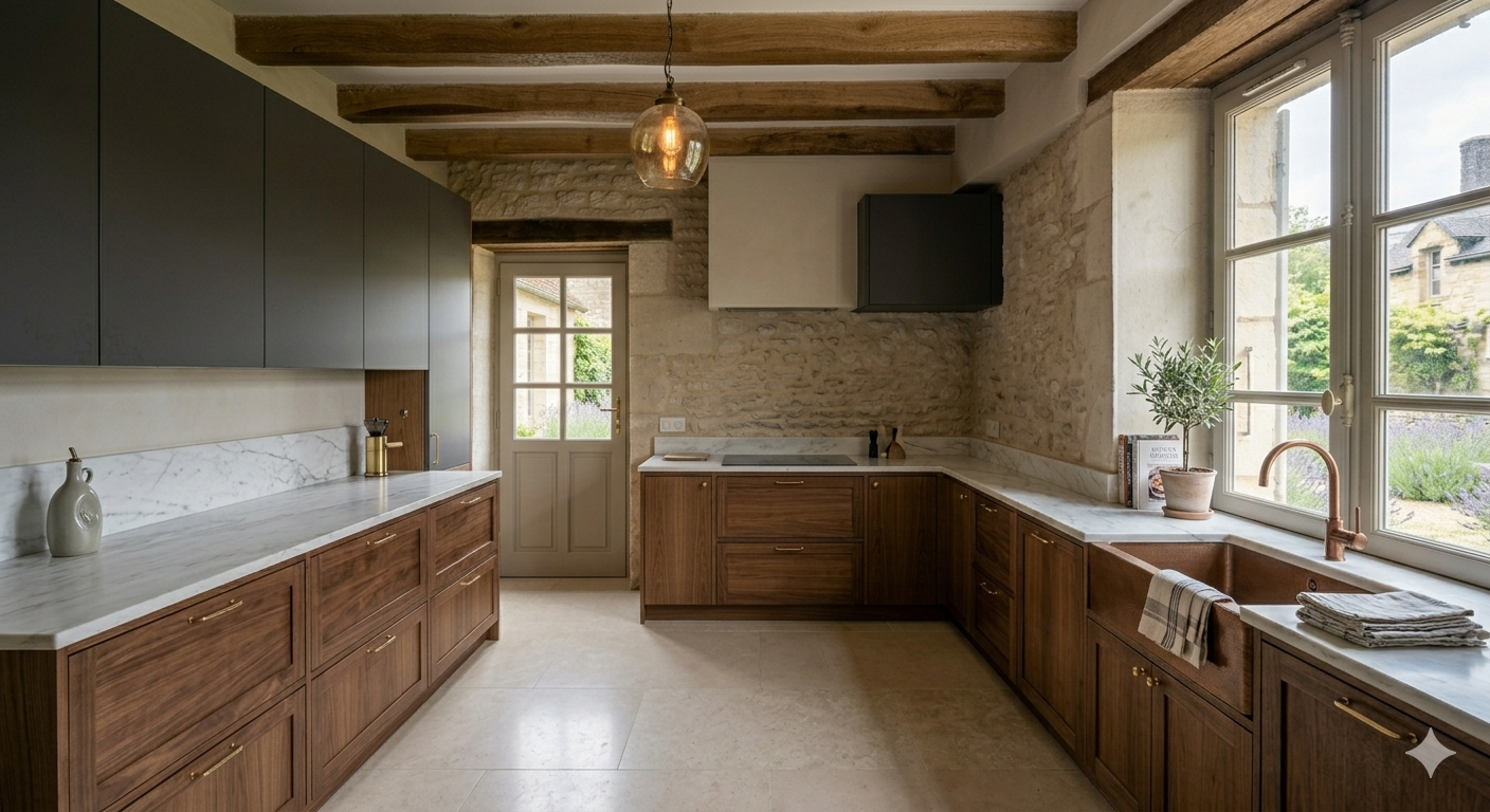 Cuisine moderne avec placards en bois