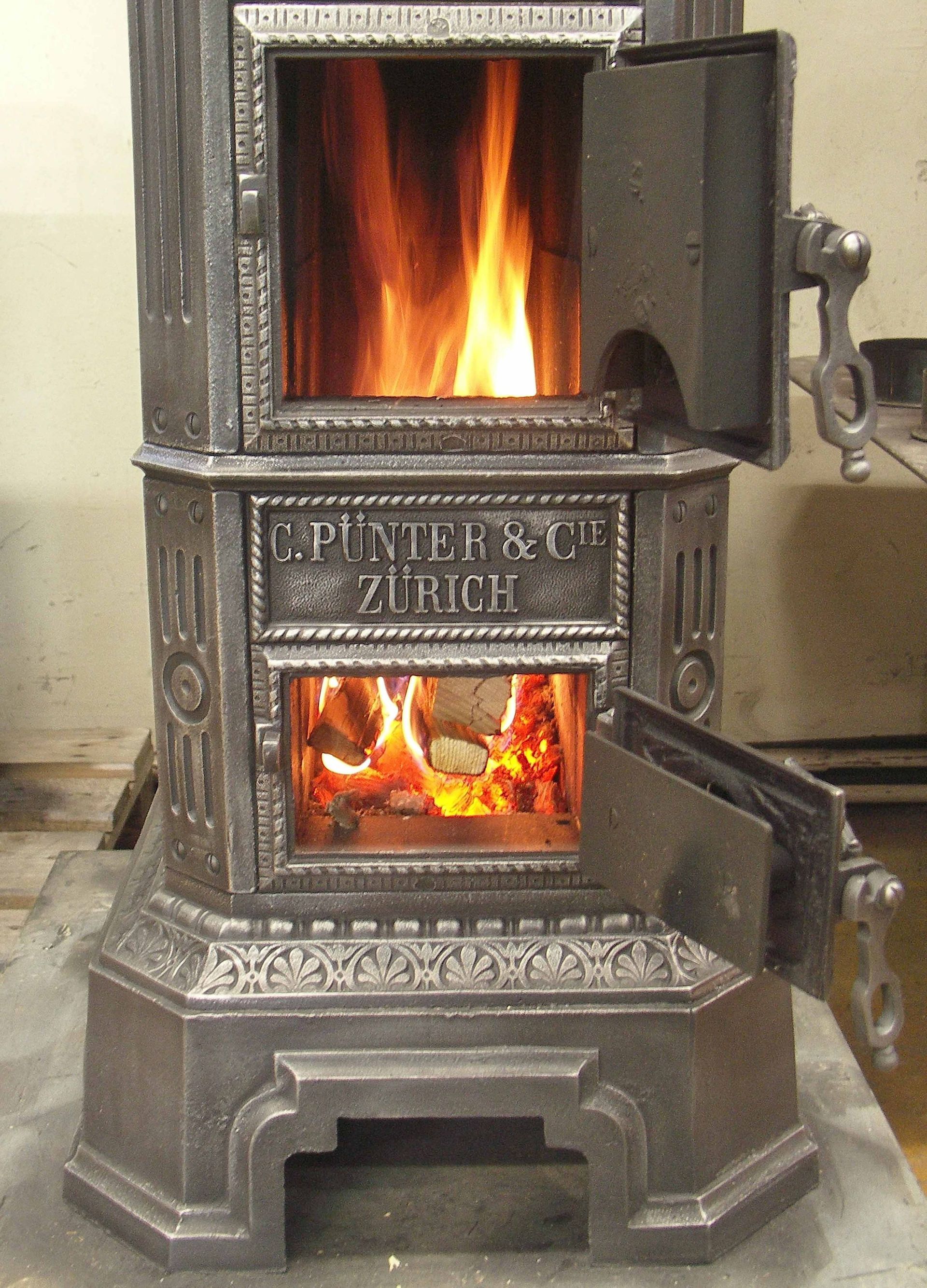 Pünter stove converted into a standard stove with tall furnace (ash compartment becomes furnace)