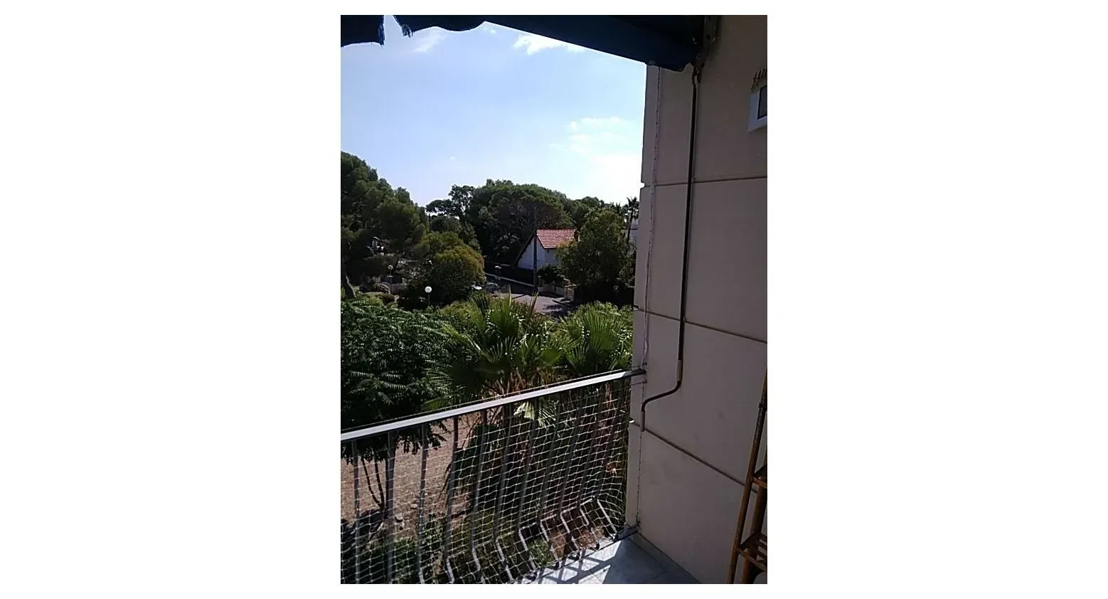 Balcon comportant un filet contre les volatiles nuisibles