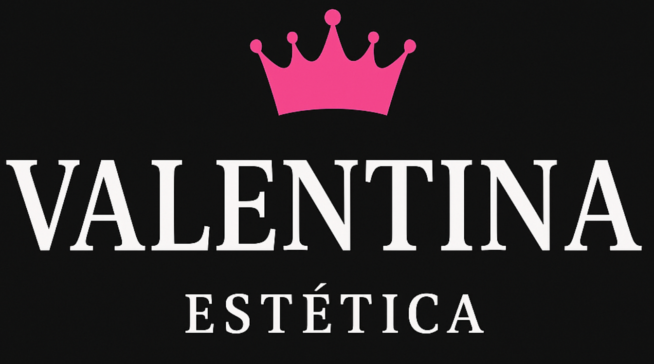 Un logotipo para Valentina Estética con una corona rosa.