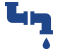 Logotipo azul con forma de gota, letras angulares y una pequeña gota de agua.