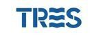 Logotipo azul de TRS sobre fondo blanco