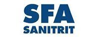 Logotipo de SFA SANITRIT en letras azules en negrita sobre un fondo blanco.