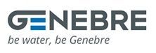 Logotipo de GENEBRE con el lema “Sé agua, sé Genebre”.