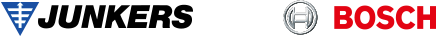 Logotipos de Junkers y Bosch sobre un fondo blanco.