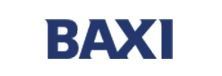 Logotipo de BAXI en letras mayúsculas azul oscuro sobre fondo blanco.