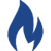 Icono de llama azul sobre fondo blanco