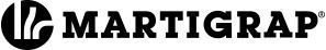 Logotipo de MARTIGRAP en negro con un icono circular estilizado sobre un fondo blanco.