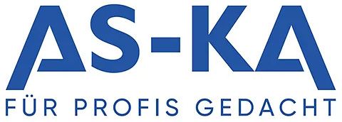 AS-KA-Logo in Blau mit dem Slogan „FÜR PROFIS GEDACHT“ darunter