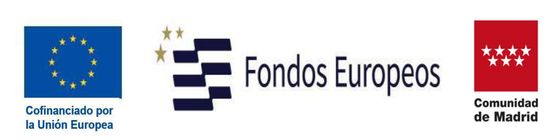 EU, Fondos Europeos, and Comunidad de Madrid logos on a white background