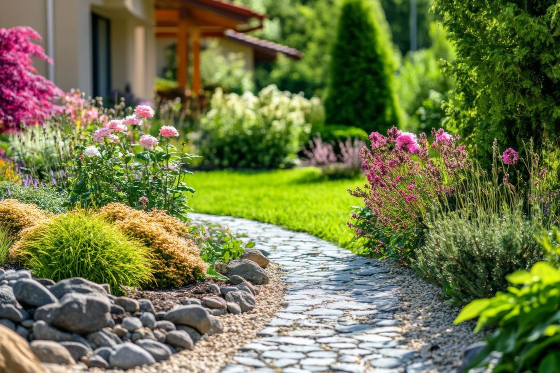 Un jardin avec des fleurs