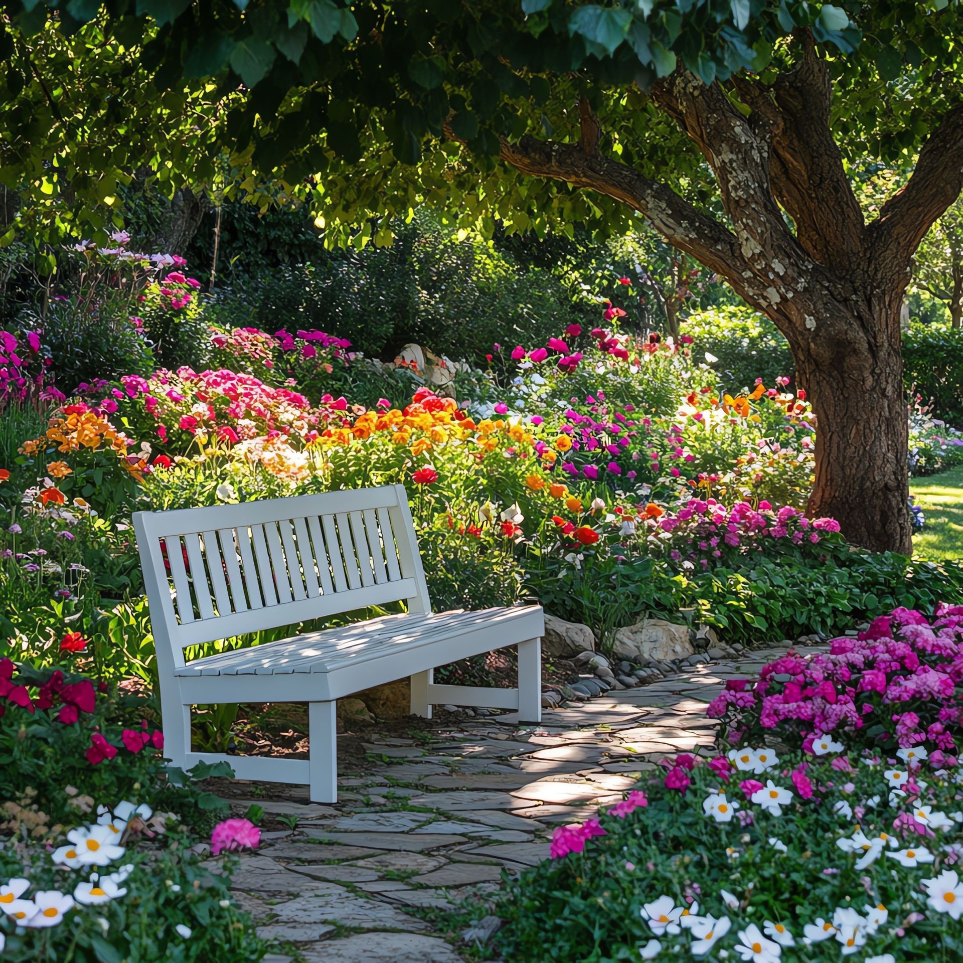 Jardin avec banc