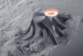 Auf einem Pulverhaufen liegt ein Stück Metall.