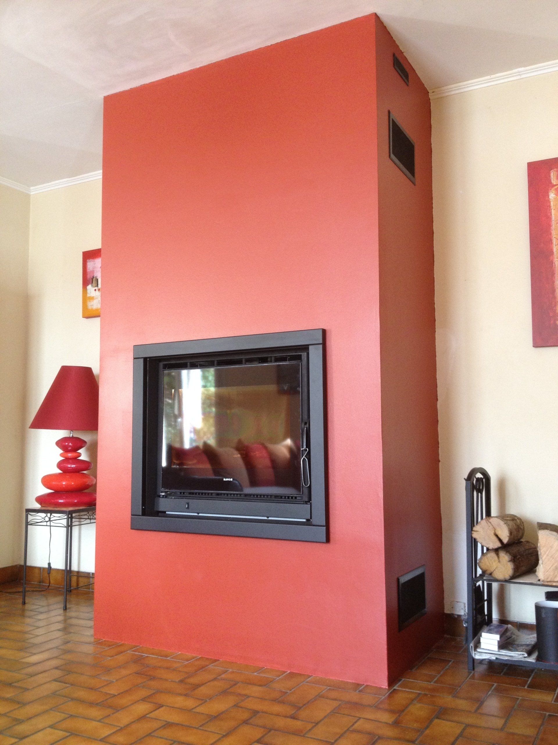 Insert à bois avec habillage en placo 