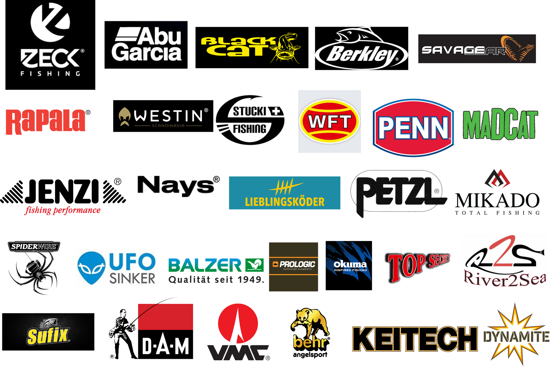 Logos von Marken für Angelbedarf