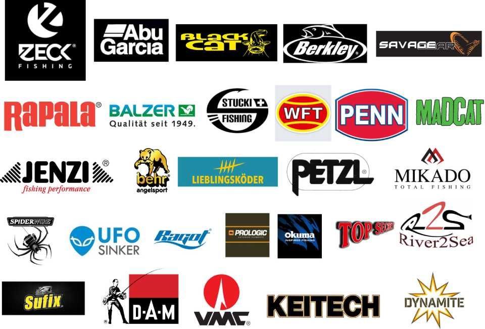 Logos von Marken für Angelbedarf
