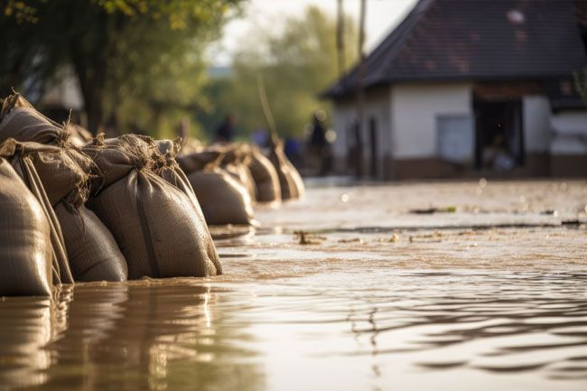 inondation dans un village