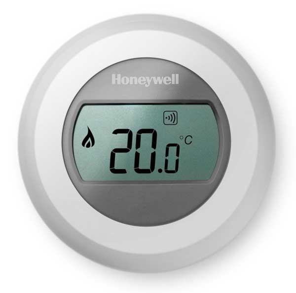 Un termostato Honeywell muestra una temperatura de 20,0 grados Celsius.