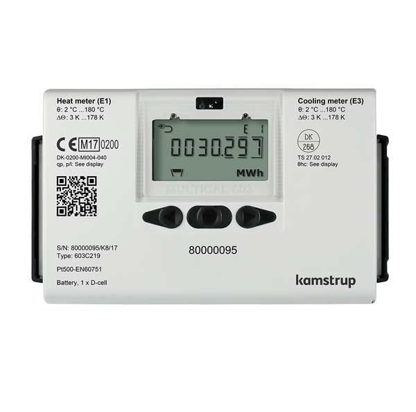 Un medidor de calor Kamstrup con un código QR