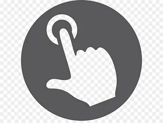 Una mano apunta a un botón en un círculo.