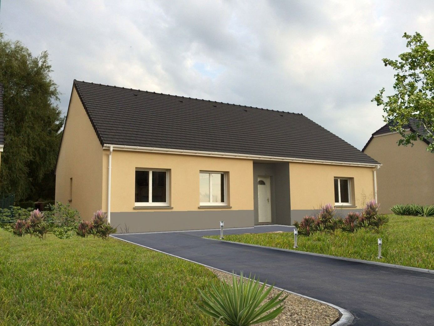 Pavillon avec allée goudronnée