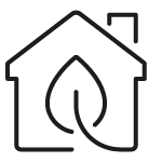 Icon: Haus mit einem Blatt darin
