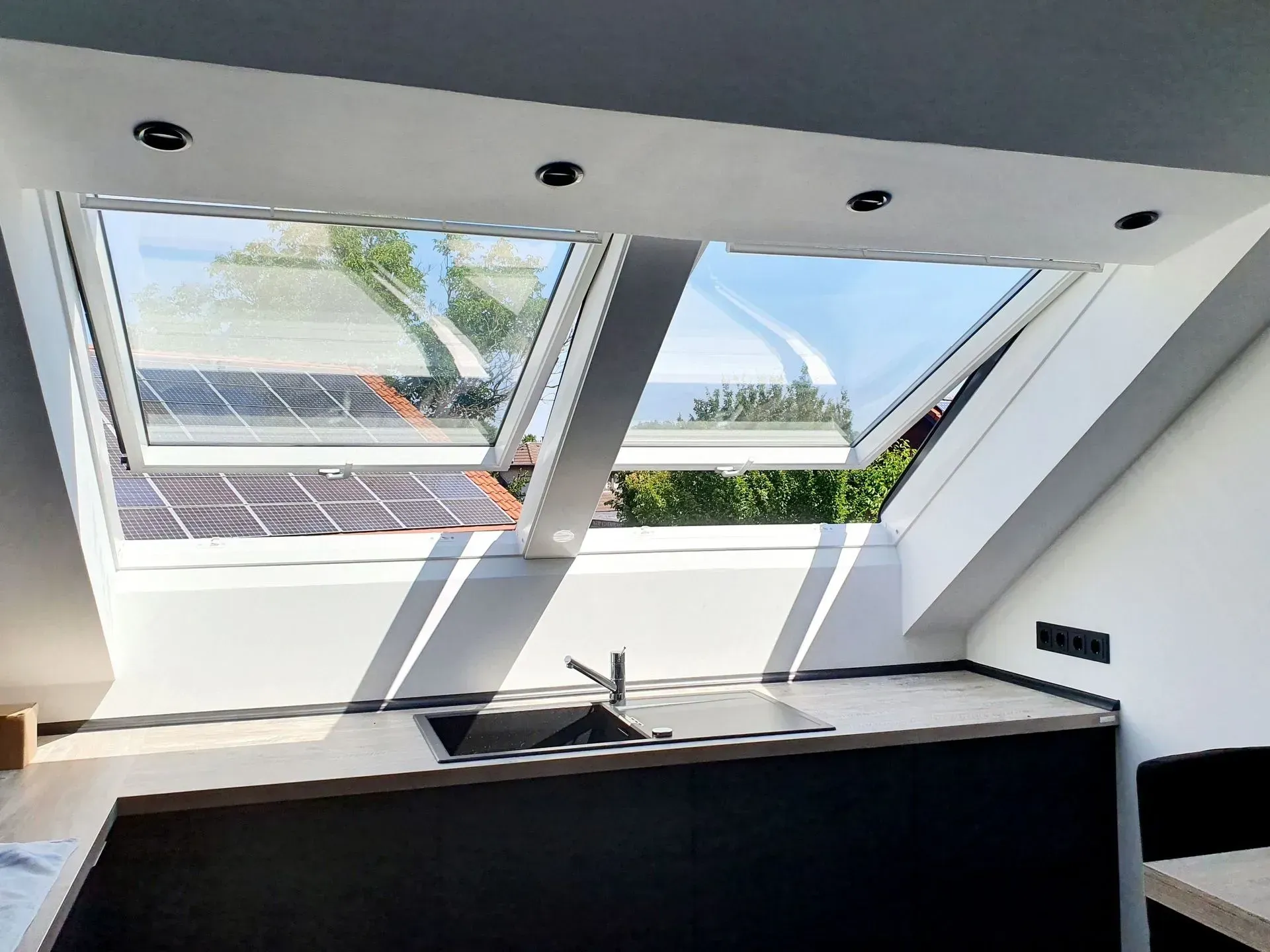 Neue Dachfenster in Schräge, Ansicht von innen