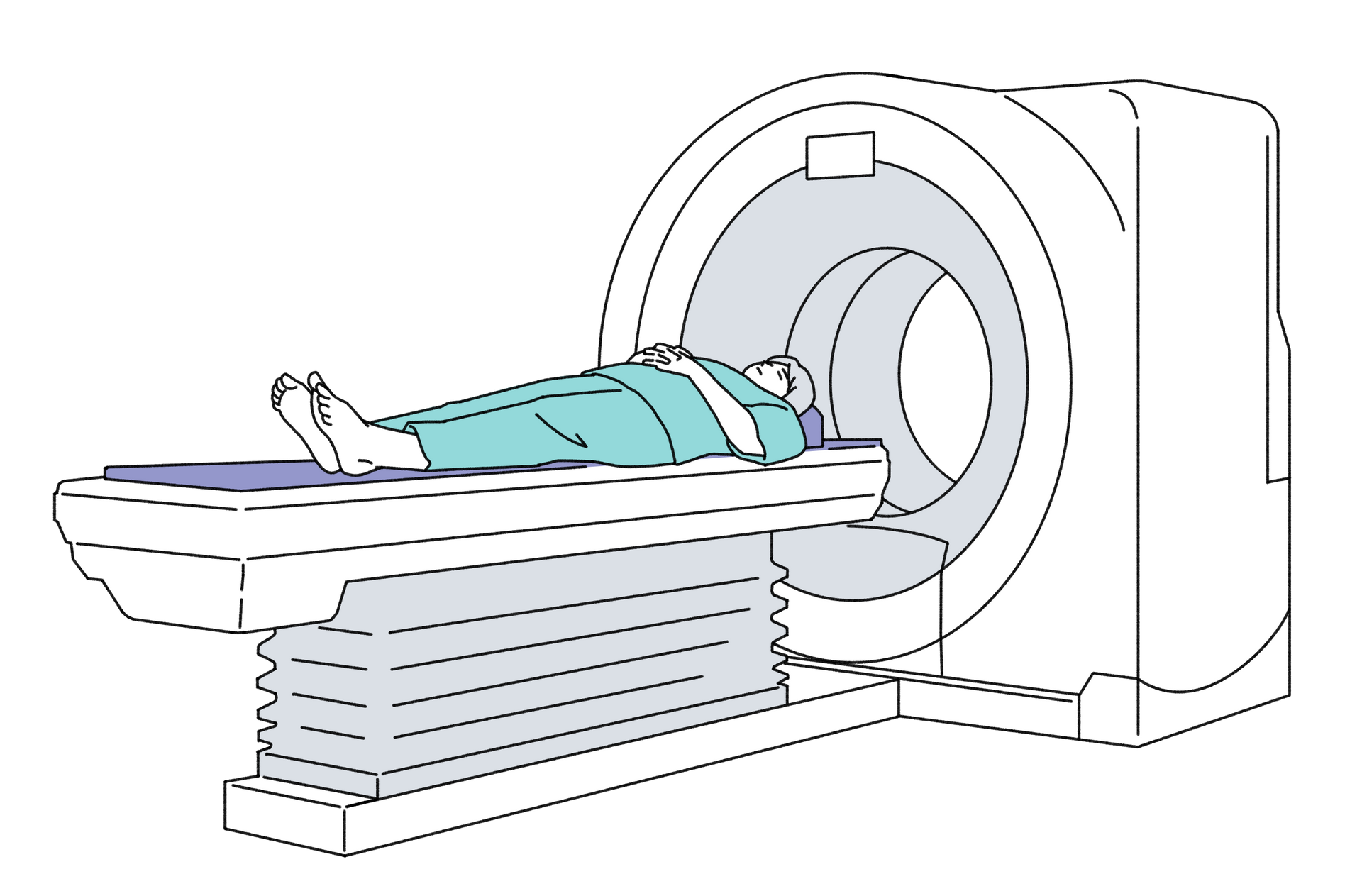 Illustration d'un patient qui passe un scanner