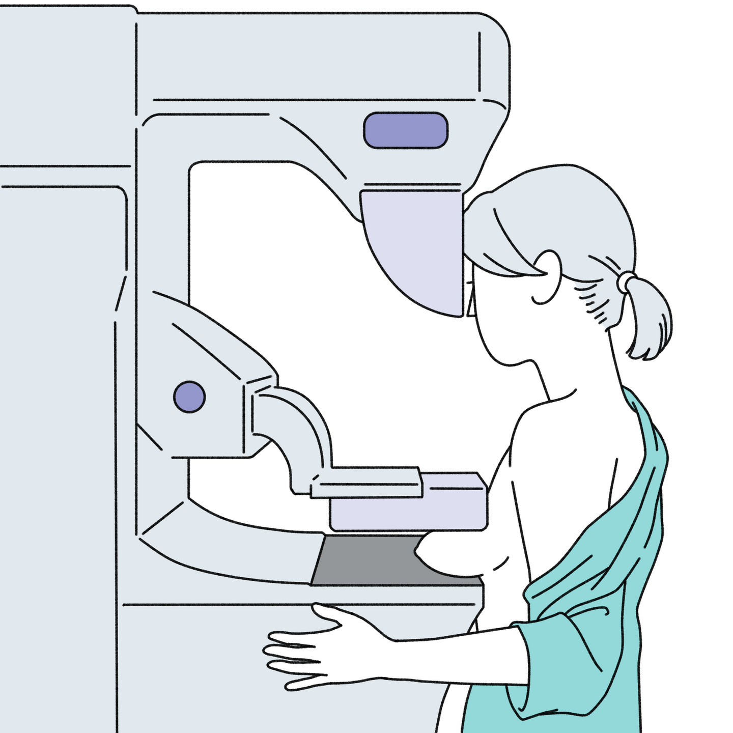 Illustration d'une patiente qui effectue une mammographie