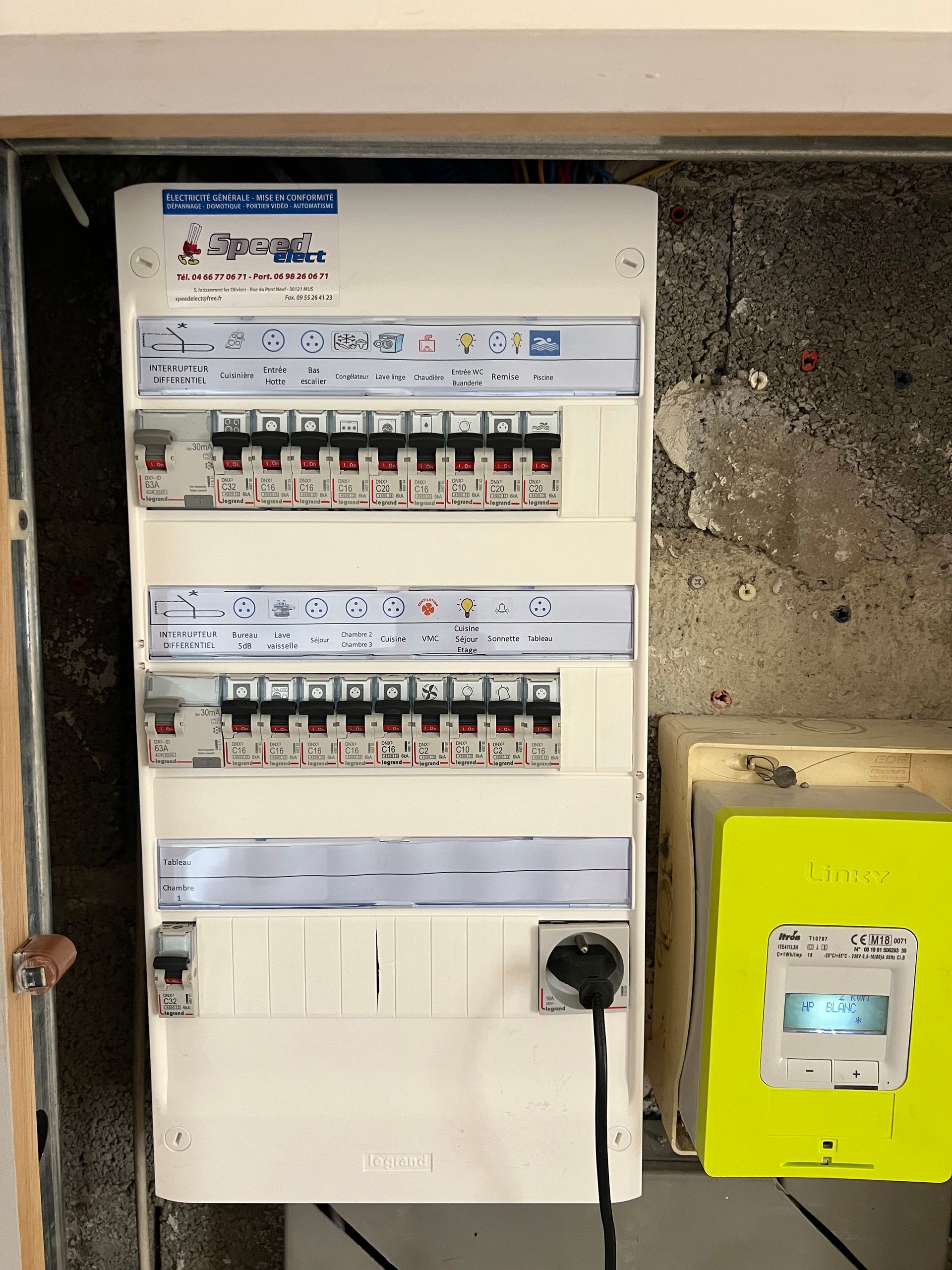 Tableau et compteur Linky après travaux