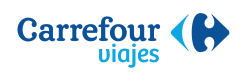 Un logotipo azul y blanco para Carrefour Viajes
