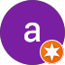 Un círculo morado con la letra a y una estrella naranja dentro.